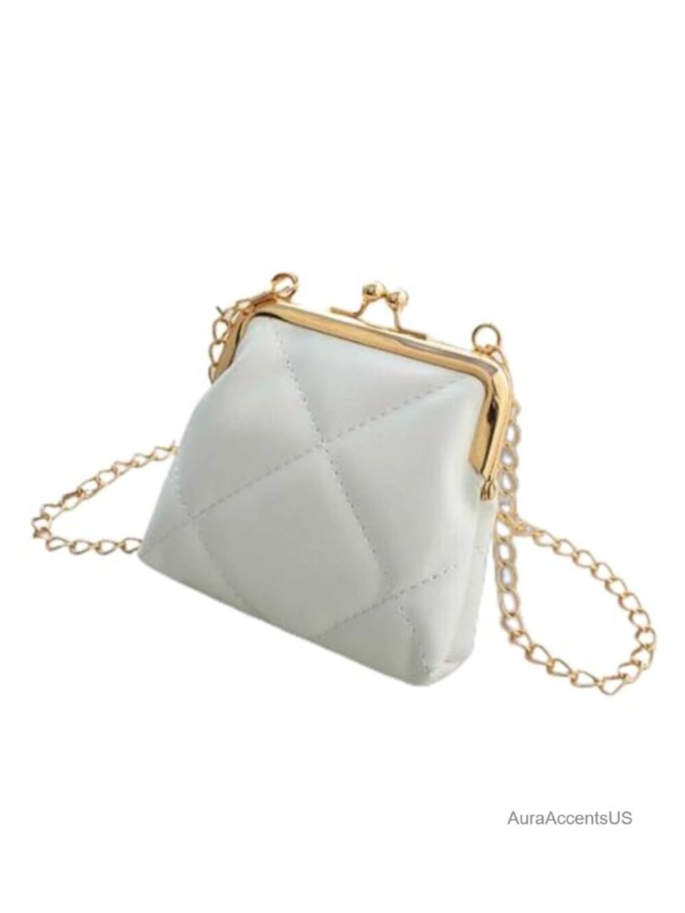 Vintage PU Leather Kiss Lock Crossbody Handbag Purse